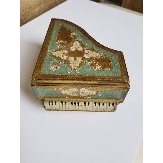 Green and Gold Florentine Piano Jewelry Box Chairish