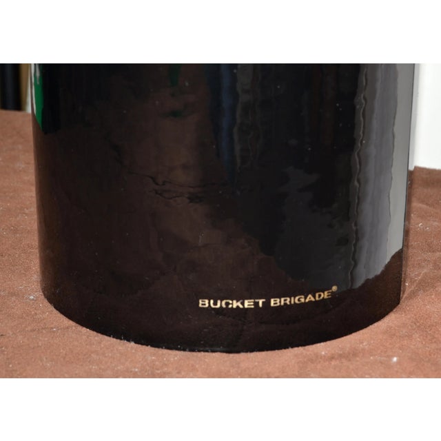 Black 1970s Morgan & Company Bucket Brigade Ice Bucket Pop Art Glossy Black Vinyl Red Handle Lucite Knob For Sale - Image 8 of 13