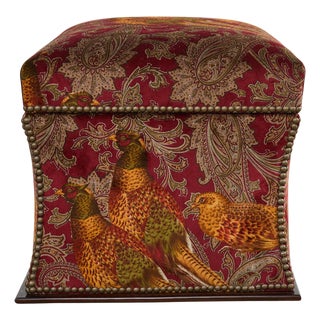 Ralph Lauren 'Florence' Storage Ottoman in Buckthorn Paisley Fabric For Sale