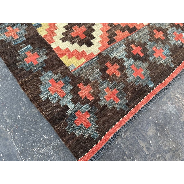 1990s Boho Chic Kilim Runner - Hand-Woven Rug 3'x10' For Sale - Image 4 of 8