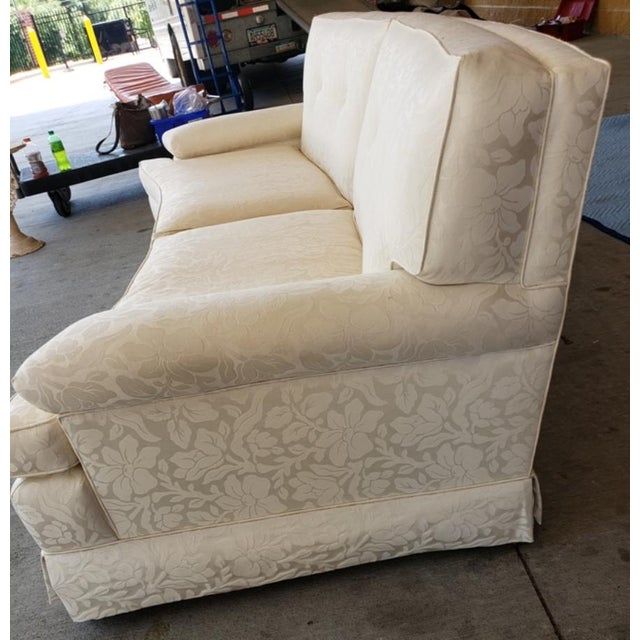 Curved Mid Century Hollywood Regency White Damask Sofa Couch Chairish