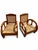 1920s Vintage Art Deco Armchair in Teakwith Hand-Woven French Rattan, 1920s, Set of 2 For Sale - Image 5 of 5