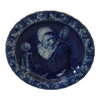 1940s Royal Delft Dutch Delftware Hand Painted Wall Plate For Sale