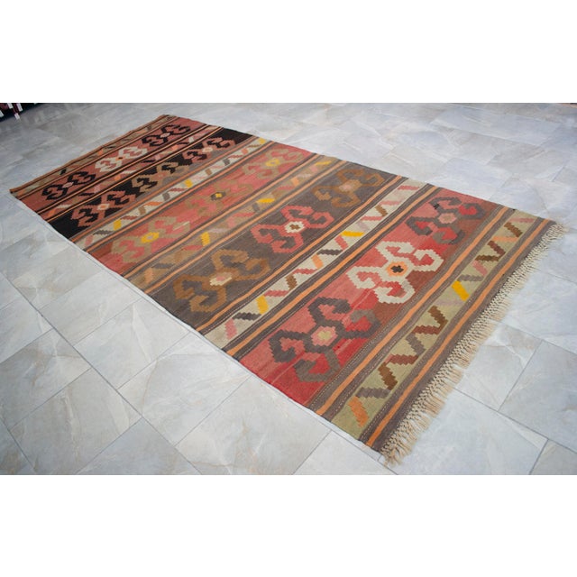 Vintage Anatolian Kars Kilim Area Rug - 5′2″ × 11′ For Sale - Image 16 of 17