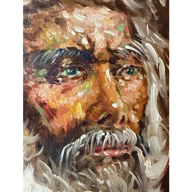 Textile Share Large Vintage Original Expressive American Indian Roy Pierce Oil Painting Canvas For Sale - Image 7 of 11