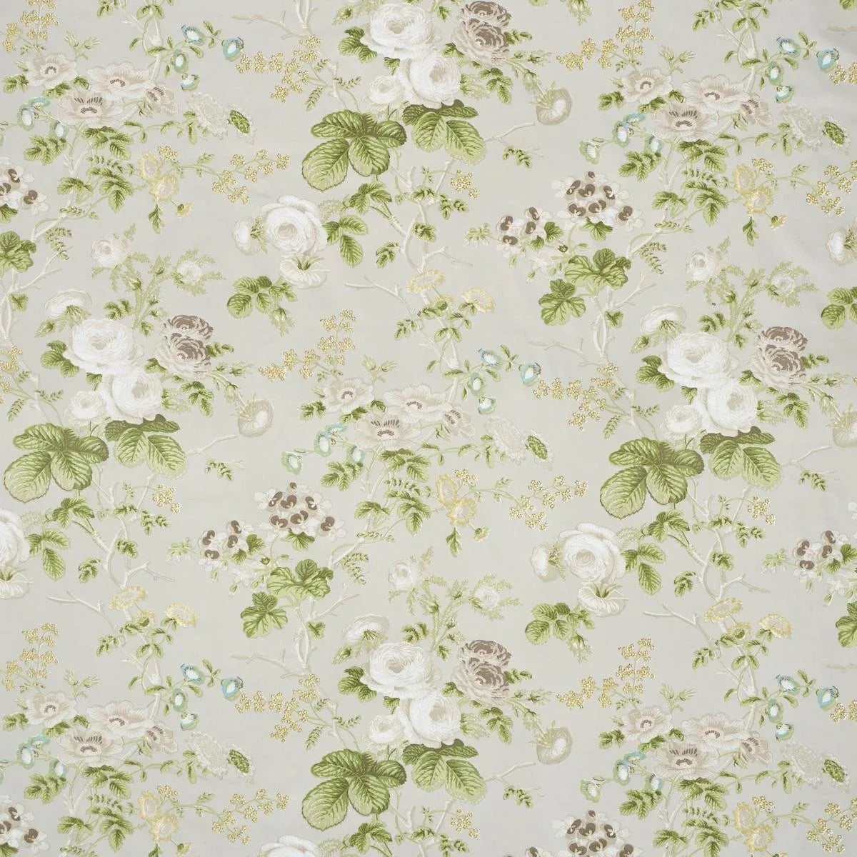 Schumacher Salisbury Chintz Fabric In Taupe | Chairish