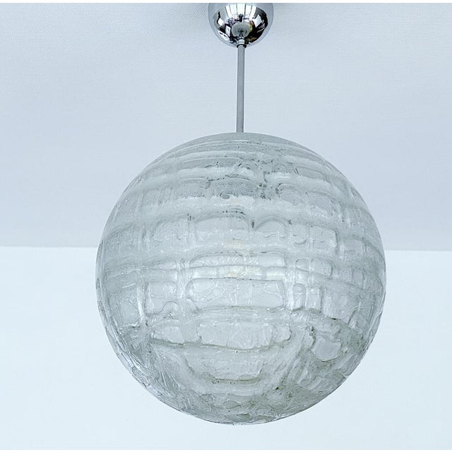 Silver Large Murano Glass Pendant Light from Doria, 1970s For Sale - Image 8 of 18