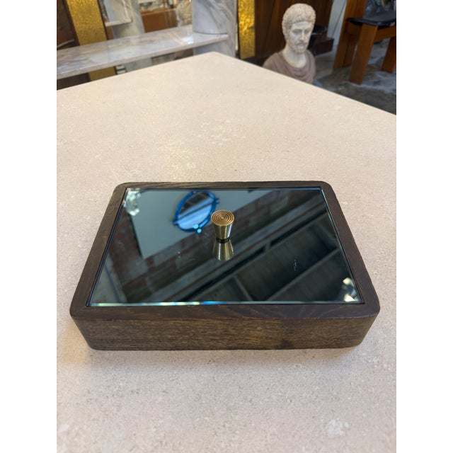 Italian Italian Mid-Century Wood and Mirrored Box With Brass Knob, 1960s For Sale - Image 3 of 9