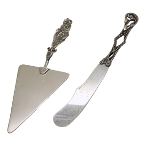 Vintage Italian Handmade Genuine Silver Decorative Cake Server Mini Set