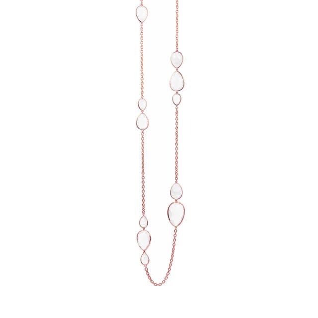 Gossip' Rock Crystal Pear Shape Brio Necklace on Oval Link Chain in 18K Rose Gold. Stone Size- 17x24mm, 14x20mm and...