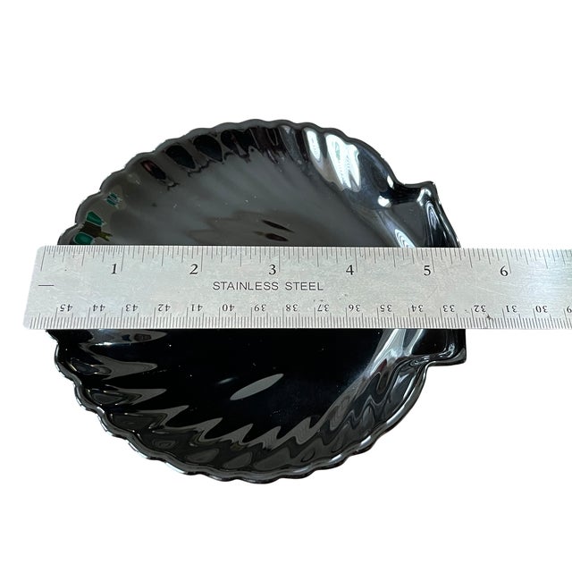 Set of 12 Vintage Arcoroc France "Coquillage" Black Glass Shell Dishes, Circa 1960s For Sale - Image 12 of 13