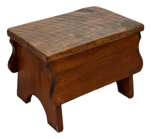 Vintage Farmhouse Pine Footstool Ottoman