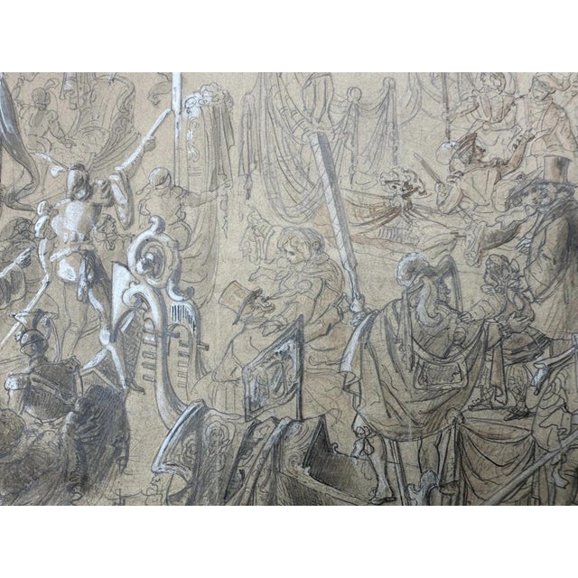Venice Regatta, Figurative Composition, Drawing, Framed For Sale - Image 9 of 13