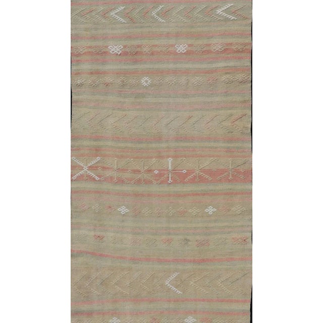 Vintage Turkish Kilim vintage runner with modern/contemporary stripe design. Keivan Woven Arts / rug EN-179475, country of...