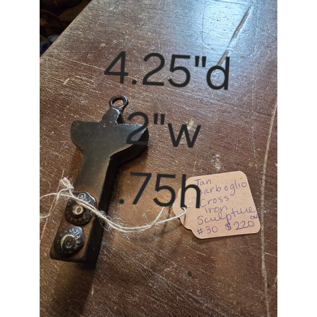 Industrial Jan Barboglio Iron Angel Cross Sculpture For Sale - Image 3 of 6