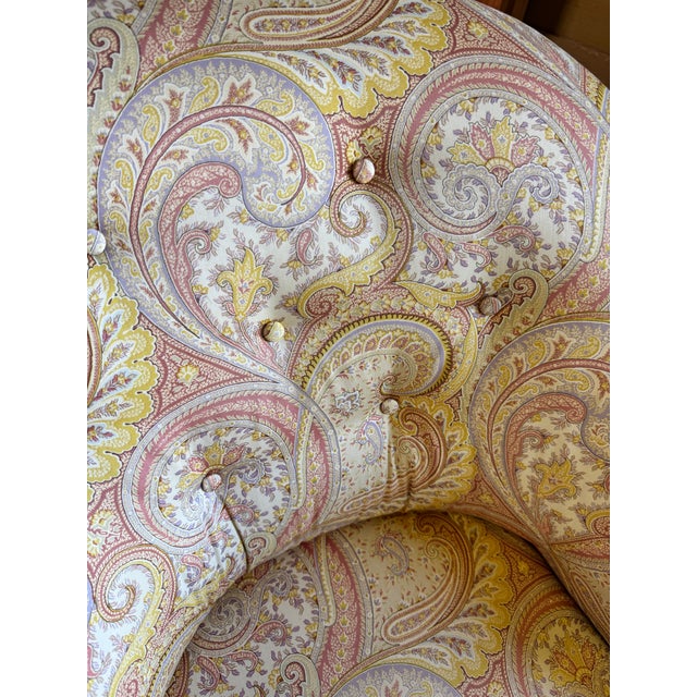 Wood Antique French Tufted Crapaud Club Chairs - A Pair For Sale - Image 7 of 8