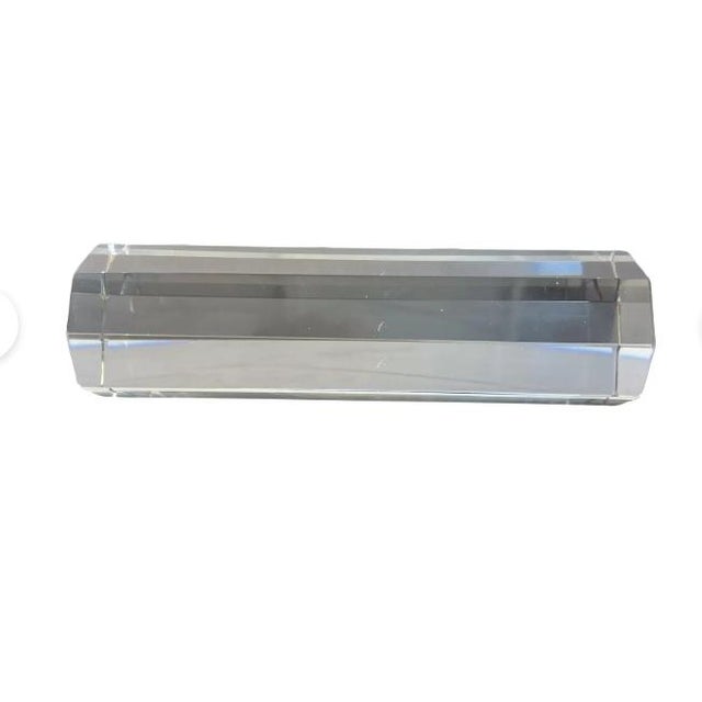 Glass Modern Crystal Glass Paperweight, Octagonal Pillar, Late 20th Century For Sale - Image 7 of 14