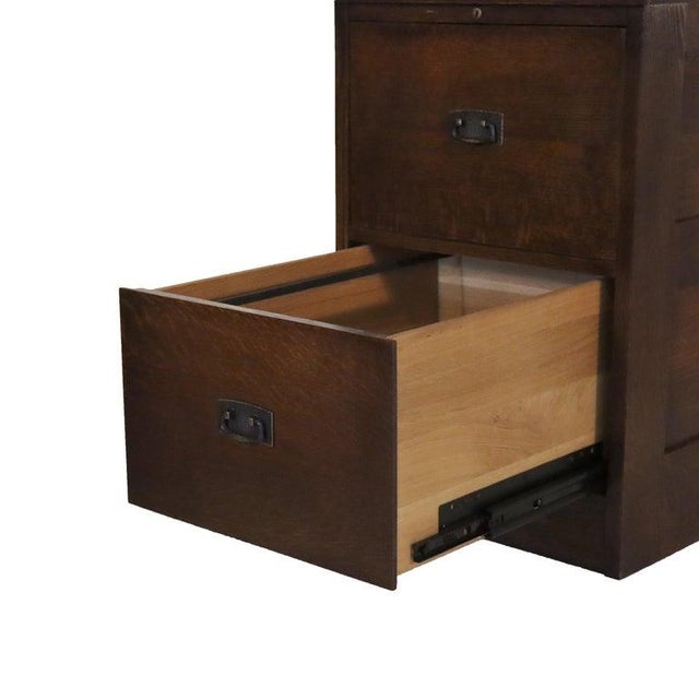 Vintage Stickley Arts & Crafts Mission Oak & Hammered Copper File Cabinet C1920 For Sale - Image 6 of 15