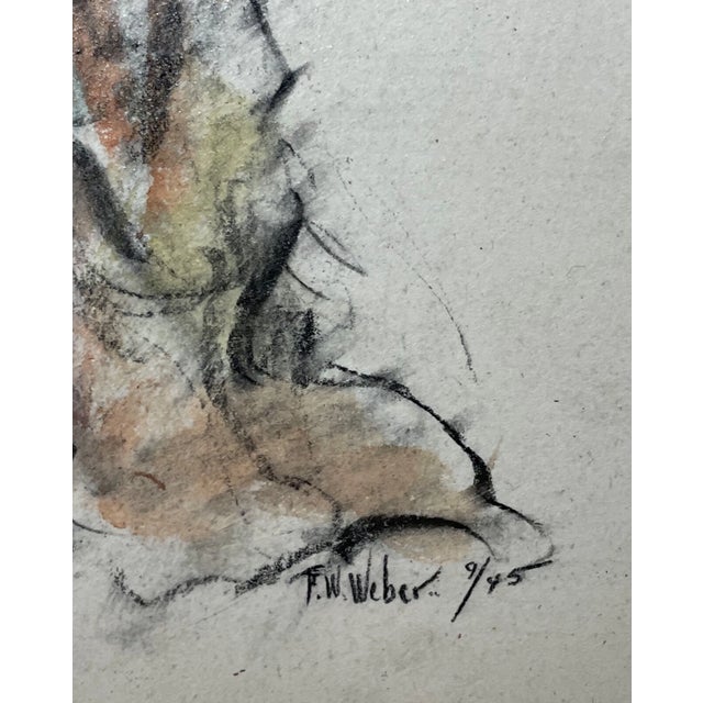 Black Vintage Frederick William Weber Mixed Media Nude Still Realism Painting Drawing For Sale - Image 8 of 9