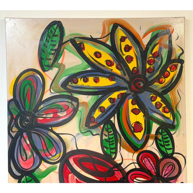 Peter Keil Monumental Expressionist Floral Still Life For Sale - Image 4 of 14