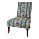 Antique Napoleon Slipper Chair, Decor Barbares Fabric For Sale