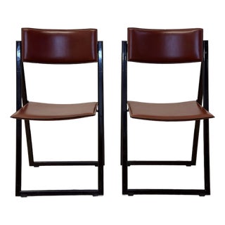 A. Riccardi & Giorgio Salvini "Garina" Leather Chairs for Matteo Grassi - A Pair For Sale