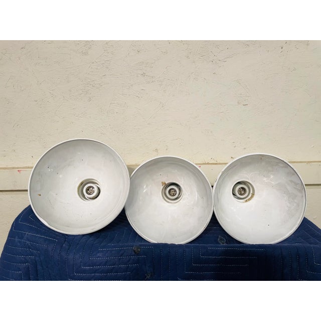 3 Vintage Industrial Enamel Light Domes For Sale In Nashville - Image 6 of 8