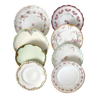 8 Vintage Mismatched China Dessert Cake Plates Floral. England and France For Sale