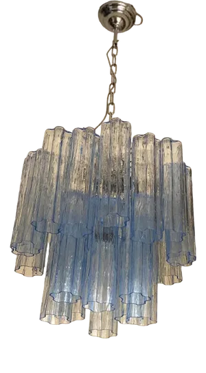 Blue Tronchi Murano Glass Chandelier in Venini Style by Simoeng