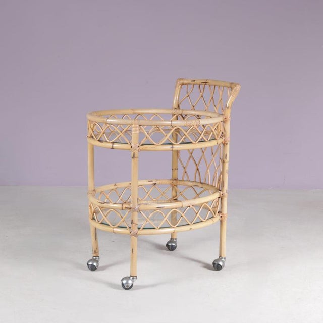 Bamboo Trolley with Glass Tops, Italy, 1950s For Sale - Image 10 of 13