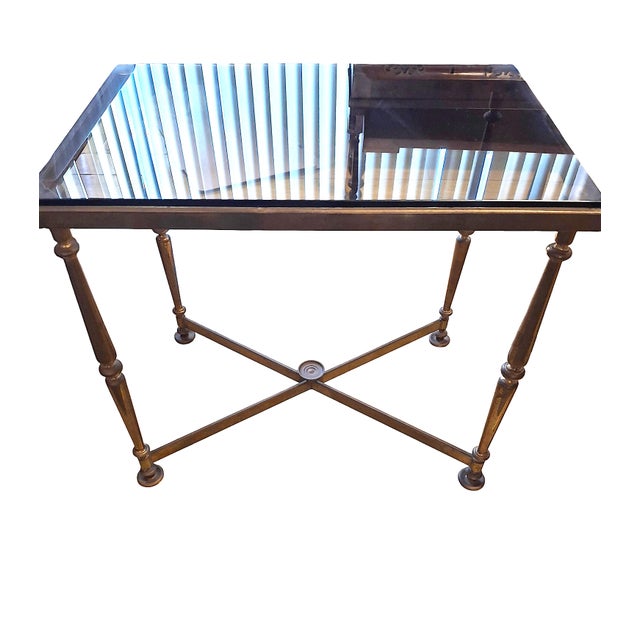 Mid 20th Century A Pair of Mid 20th century Maison Jansen-Inspired Brass and Glass Side Tables For Sale - Image 5 of 8