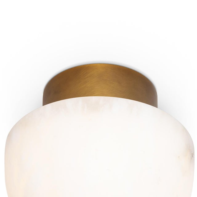 Traditional Regina Andrew Parker Alabaster Flush Mount, Natural Brass For Sale - Image 3 of 6
