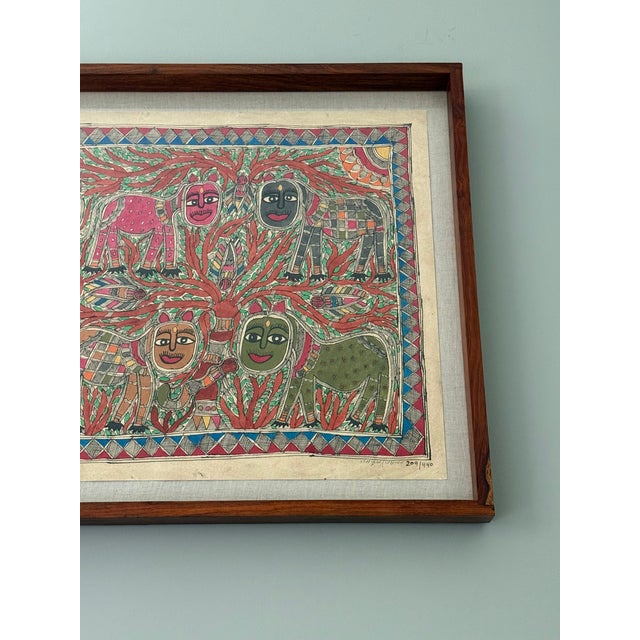 Madhubani Folk Art Painting From India For Sale In Washington DC - Image 6 of 10
