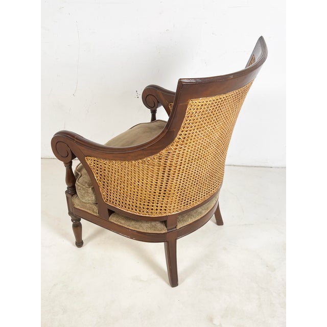 English Regency Style Library Bergere in Mahogany and Cane For Sale - Image 4 of 8
