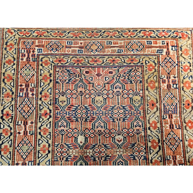 Antique Persian Serab Camel Hair Runner Rug, Hand-Knotted Wool, Allover Geometric Pattern, Red & Green, 3x12 For Sale - Image 17 of 18