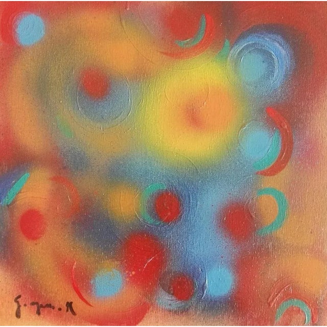 Circles is an original artwork realized by the Belgian artist Martine Goeyens in 2018. Acrylic on table. Hand-signed in...