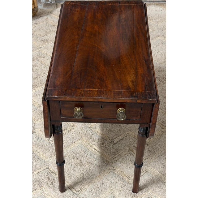 English Regency Mahogany Diminutive Drop-Leaf Side Table with Drawer, Circa 1830 For Sale - Image 12 of 14