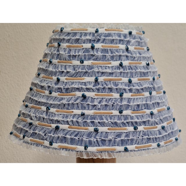 Wood Vintage Table Lamp with Turned Pine Wood Base and Shade by Lamplove, 1970s For Sale - Image 7 of 9