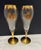 Mid-Century Modern Mid 20th Century Mid-Century Modern European Gold Gilt Champagne Flutes With Autumn Leaf Motif - Set of 2 For Sale - Image 3 of 6