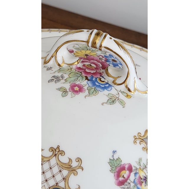 Vintage Shelley Sheraton 13291 Blue & Gold Bone China 16-Piece Serving Set For Sale - Image 12 of 18