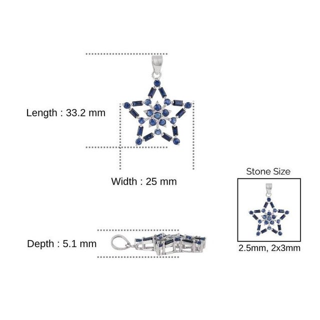 Celestial Mosaic Pendant With Natural Sapphire in Sterling Silver For Sale - Image 12 of 15