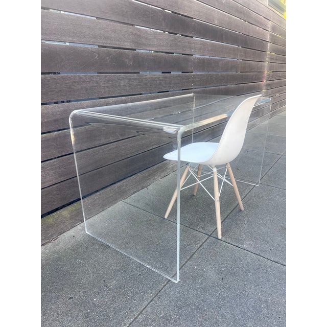 Mid Century Design Acrylic Clear Desk. used this as a desk in my older daughters bedroom, however can also work for entry...