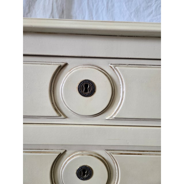White Mid 20th Century French Neoclassical Painted Three-Drawer Commode For Sale - Image 8 of 10