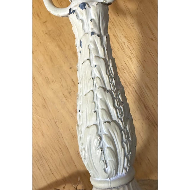 Cream Antique 1920s Reverse Painted Puffed Glass Boudoir Lamp Jefferson Style Scenic Sunset For Sale - Image 8 of 15