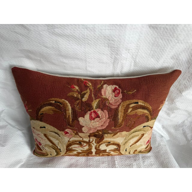 Mid-19th Century Aubusson Floral Decorative Pillow For Sale In Los Angeles - Image 6 of 7