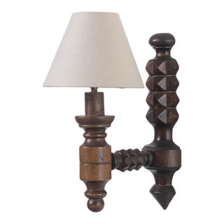 1940s French Carved Wood Sconce by Charles Dudouyt For Sale