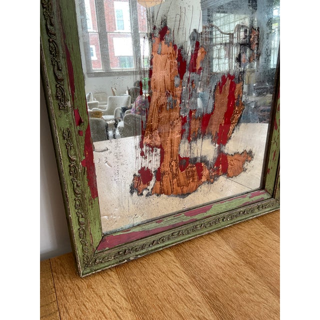 Antique Wall Mirror With Copper For Sale - Image 9 of 17