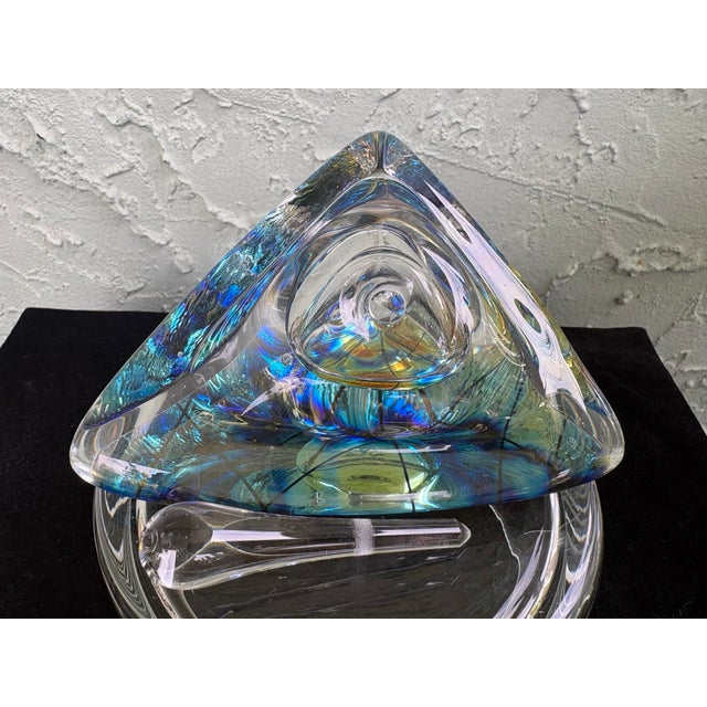 Transparent Signed Egerman Studio Art Glass Perfume Bottle, Dated 1994 For Sale - Image 8 of 10