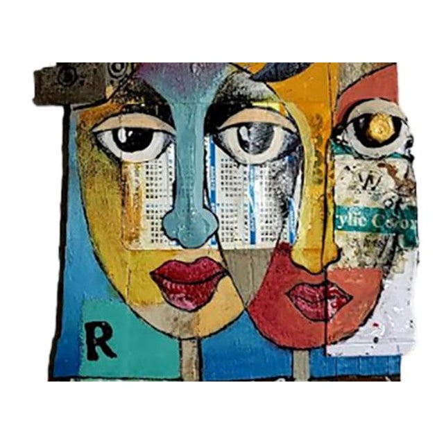 Folk Art Funky Folk Art Painting on Raw Wood - For Sale - Image 3 of 5