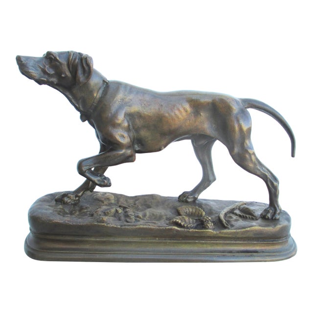 Pointer at a Handsome Stance Bronze by Jules Moigniez Circa 1880s For Sale
